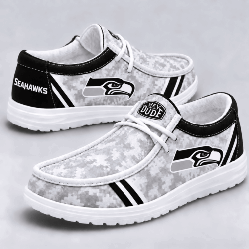 Seattle Seahawks | Premium NFL Team Logo Digital Camo Loafer Shoes NY