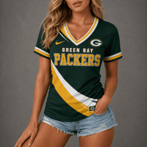 Green Bay Packers | Premium NFL Women's V-Neck Fan Merch Shirt NTD