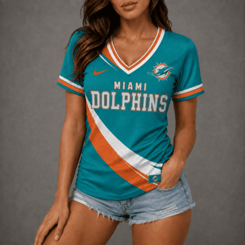Miami Dolphins | Premium NFL Women's V-Neck Fan Merch Shirt NTD