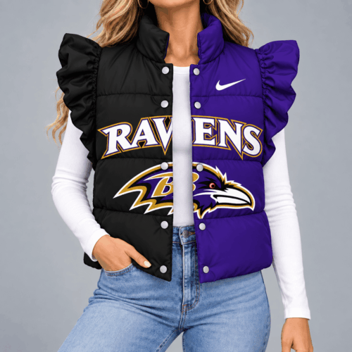 Baltimore Ravens | Premium NFL Split Color Sleeve Quilted Puffer Vest NX