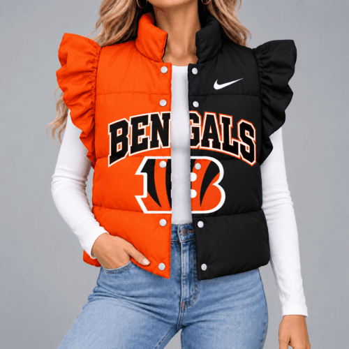 Cincinnati Bengals | Premium NFL Split Color Sleeve Quilted Puffer Vest NX