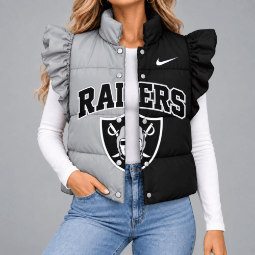 Las Vegas Raiders | Premium NFL Split Color Sleeve Quilted Puffer Vest NX