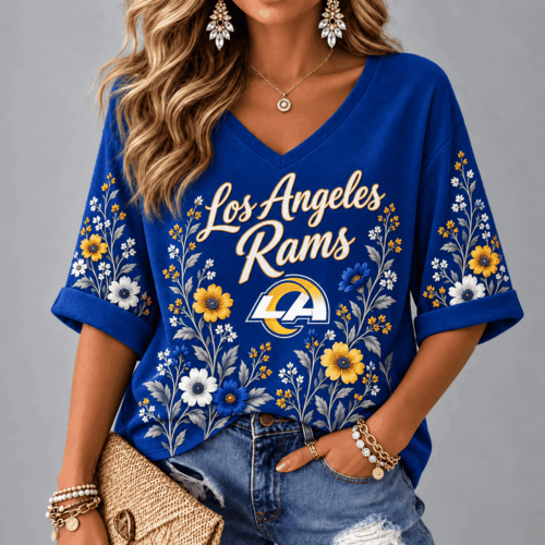 Los Angeles Rams | Premium NFL Floral Garden V-Neck Shirt NY