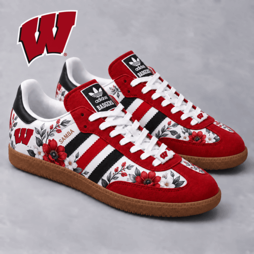 Wisconsin Badgers | Premium NCAA Heritage Floral Samba Shoes NX