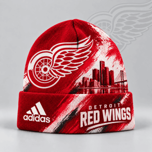 Detroit Red Wings | Premium NHL Distressed Cityscape Logo Knit Beanie NDN