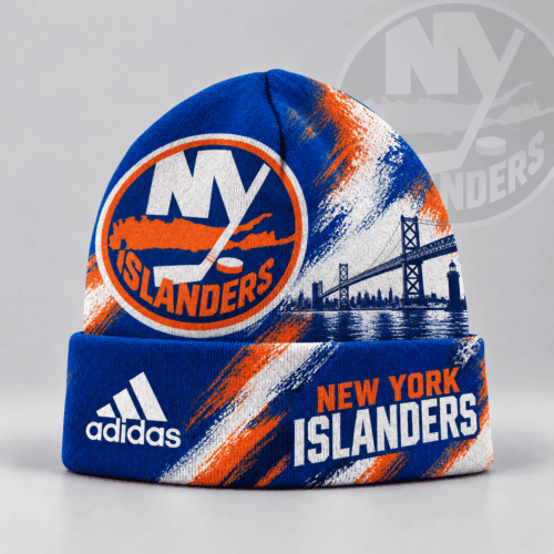 New York Islanders | Premium NHL Distressed Cityscape Logo Knit Beanie NDN