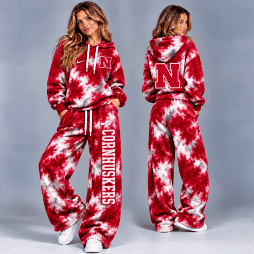 Nebraska Cornhuskers | Premium NCAA Crimson Storm Hoodie Lounge Set NTH1