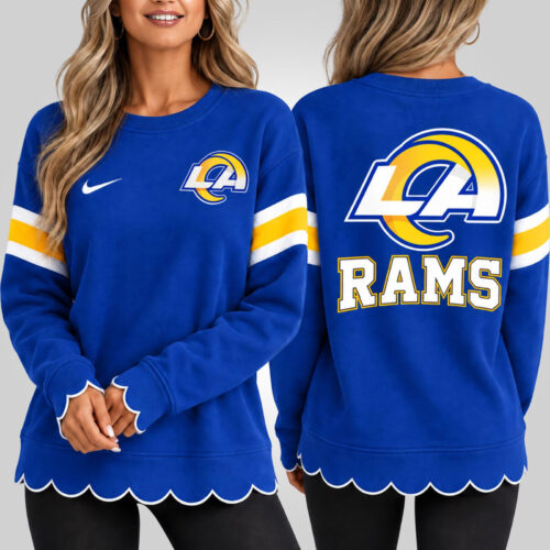 Los Angeles Rams | Premium NFL Women's Scalloped Hem Graphic Crewneck Sweatshirt NY