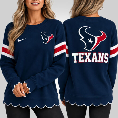 Houston Texans | Premium NFL Women's Scalloped Hem Graphic Crewneck Sweatshirt NY