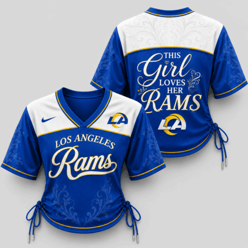 Los Angeles Rams | Premium NFL This Girl Loves Game Day Women Lace-Up Jersey TD
