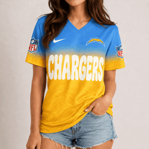 Los Angeles Chargers | Premium NFL Marble Gradient Fanzone V-Neck Shirt NTD