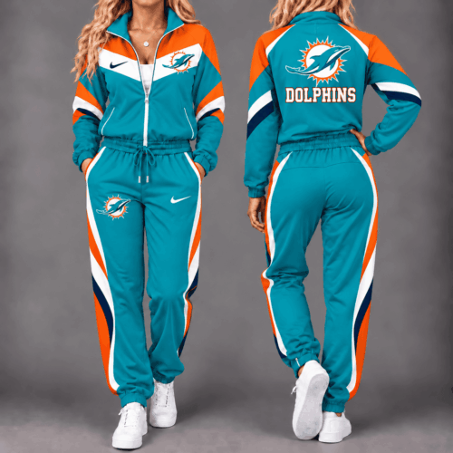 Miami Dolphins | Premium NFL Team Pride Waterproof Windbreaker Zip-Up Tracksuit Set NY