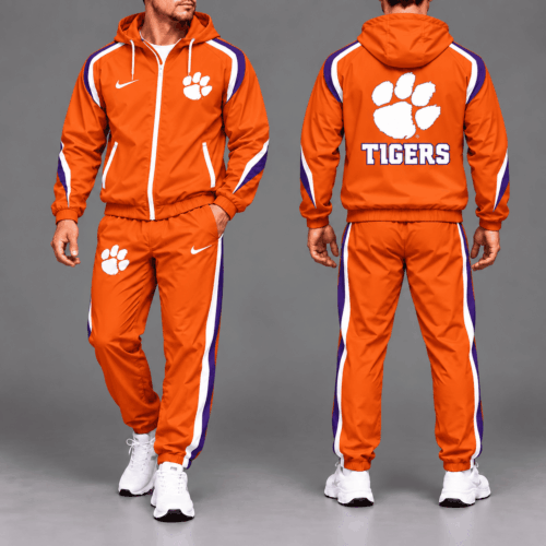 Clemson Tigers | Premium NCAA Game Day Full-Zip Hooded Jacket & Jogger Pants Set NY