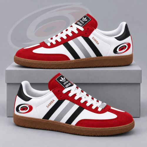 Carolina Hurricanes | Premium NHL Retro Samba Low Top Sneakers Classic Three Stripe Hockey Fan Casual Shoes NDN