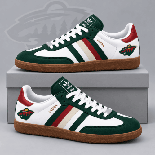 Minnesota Wild | Premium NHL Retro Samba Low Top Sneakers Classic Three Stripe Hockey Fan Casual Shoes NDN