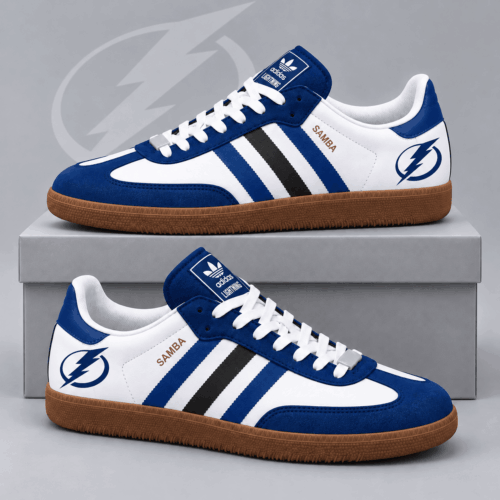 Tampa Bay Lightning | Premium NHL Retro Samba Low Top Sneakers Classic Three Stripe Hockey Fan Casual Shoes NDN