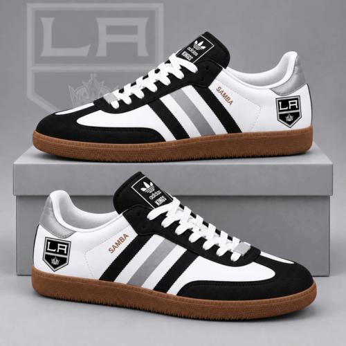 Los Angeles Kings | Premium NHL Retro Samba Low Top Sneakers Classic Three Stripe Hockey Fan Casual Shoes NDN