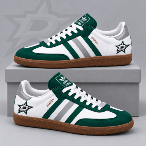 Dallas Stars | Premium NHL Retro Samba Low Top Sneakers Classic Three Stripe Hockey Fan Casual Shoes NDN