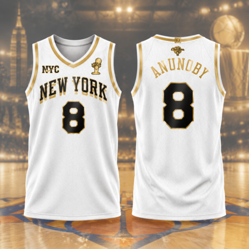 New York Knicks OG Anunoby 2026 NBA Champions Gold Edition Printed Basketball Jersey