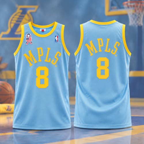 Custom Printed Light Blue Los Angeles Lakers Basketball Jersey 2001/02 Design