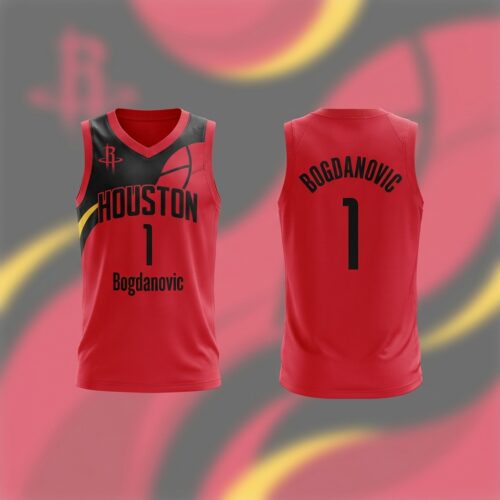 Houston Rockets Bogdan Bogdanovic Red Icon Edition Custom Printed Basketball Jersey