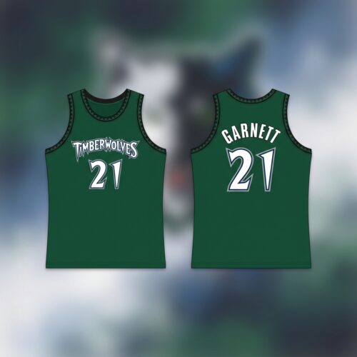Custom Printed Kevin Garnett Minnesota Timberwolves Hardwood Classics Basketball Jersey