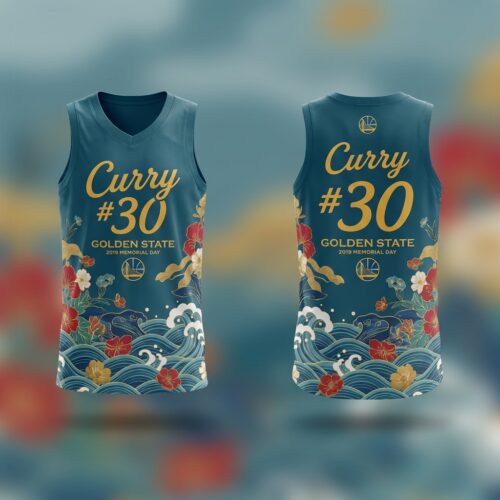 Custom Printed NBA Stephen Curry Golden State Warriors Memorial Day #30 Basketball Jersey