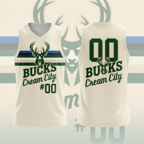 Custom Printed Bucks #00 Cream City Basketball Jersey for Men