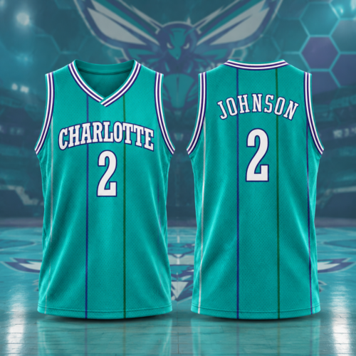 Custom Printed Larry Johnson Charlotte Hornets #2 Retro Basketball Jersey