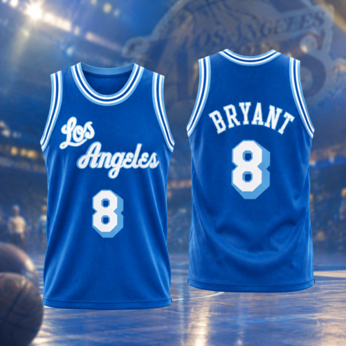 Custom Printed Kobe Bryant Los Angeles Lakers Hardwood Classics Basketball Jersey