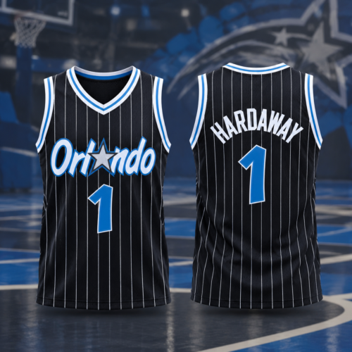 Custom Printed Penny Hardaway Orlando Magic Basketball Jersey - Black
