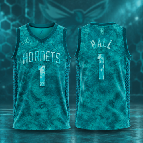 Custom Printed Lamelo Ball Charlotte Hornets Basketball Jersey in Teal