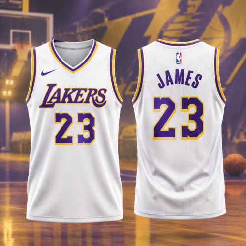 Custom Printed LeBron James Lakers #23 Yellow Icon Basketball Jersey