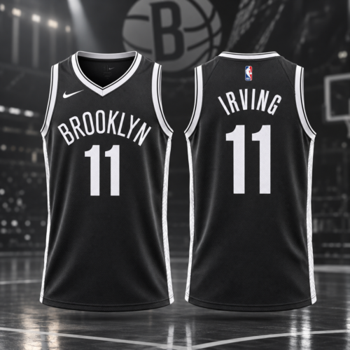 Custom Printed Brooklyn Nets Kyrie Irving Black #11 Basketball Jersey 2022-23