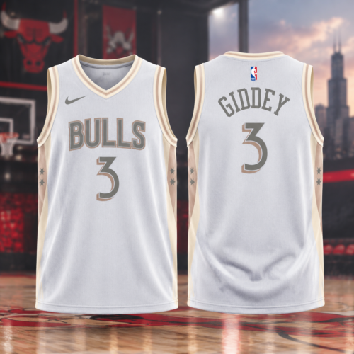 Josh Giddey 3 Chicago Bulls Unisex 2024/25 Printed Basketball Jersey - City Edition - White