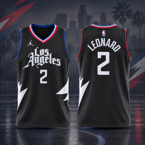 Kawhi Leonard LA Clippers Printed Basketball Jersey Statement Edition Black
