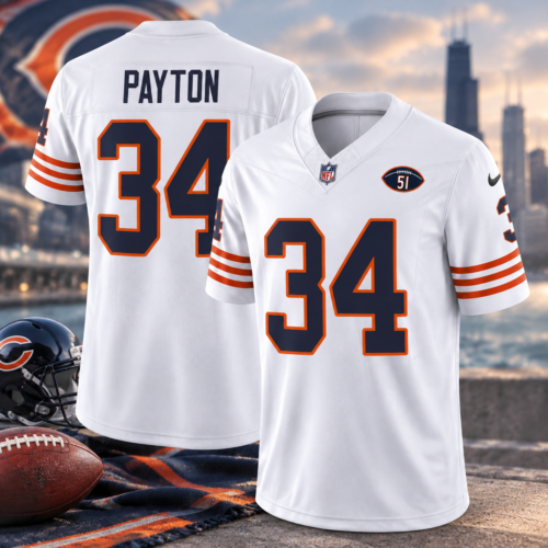 Custom Printed Bears Throwback Illinois Vapor Football Jersey in White