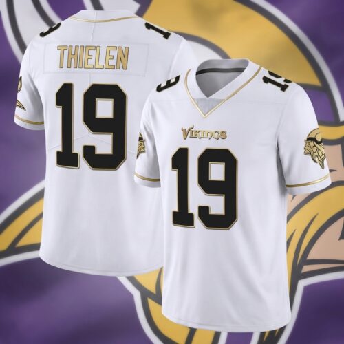 Custom Printed Minnesota Vikings Gold & Purple Football Jersey for Fans