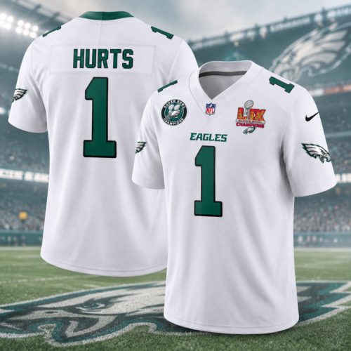 Philadelphia Eagles Super Bowl LIX Champions Printed Football Jersey - Alternate Kelly Green - Jalen Hurts