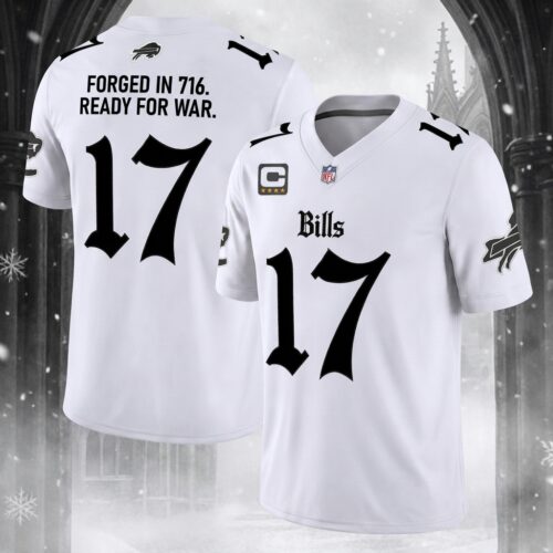 Buffalo Bills Gothic Cold Front Edition Printed Football Jersey - Vapor Style - White