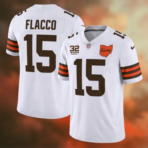 Men's Browns #32 Jim Brown Memorial Printed Football Jersey - All-Over Print Design