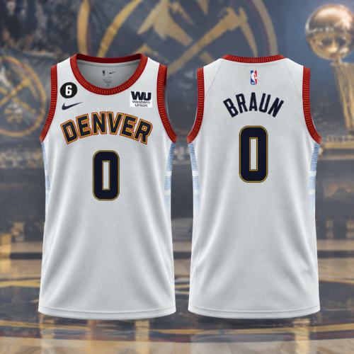 Custom Printed Denver Nuggets 2023 Champions Basketball Jersey - White