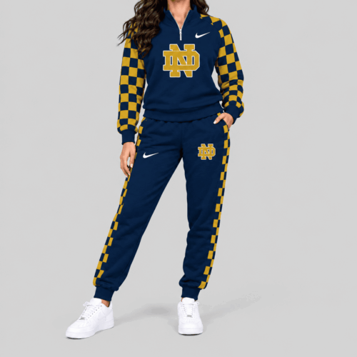 Notre Dame Fighting Irish | NCAA Checkerboard Sleeve Quarter Zip Set TD