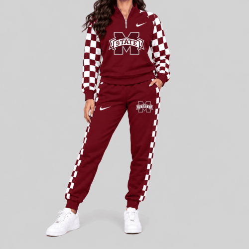 Mississippi State Bulldogs | NCAA Checkerboard Sleeve Quarter Zip Set TD