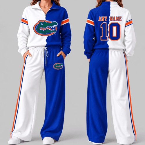 Florida Gators | NCAA Split Color Quarter Zip Wide Leg Set TD