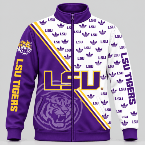 LSU Tigers | NCAA Diagonal Split Logo Pattern Jacket TD