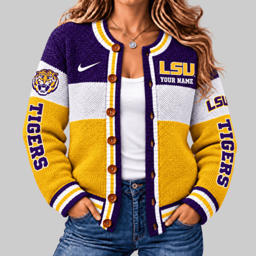 LSU Tigers | NCAA Fleece Color Block Cardigan TD