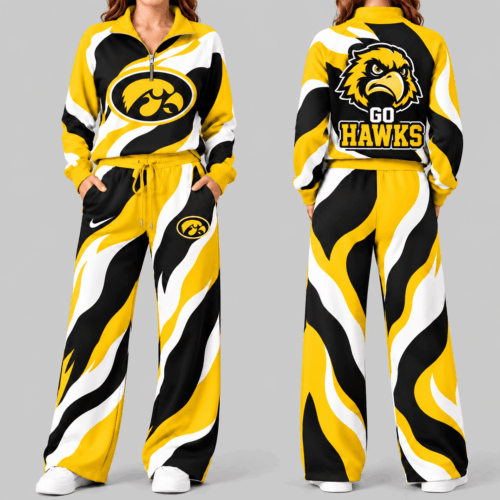 Iowa Hawkeyes | NCAA Wave Pattern Mascot Quarter Zip Set TD