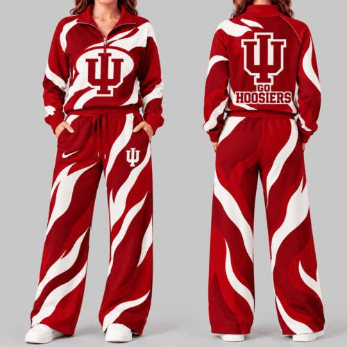 Indiana Hoosiers | NCAA Wave Pattern Mascot Quarter Zip Set TD