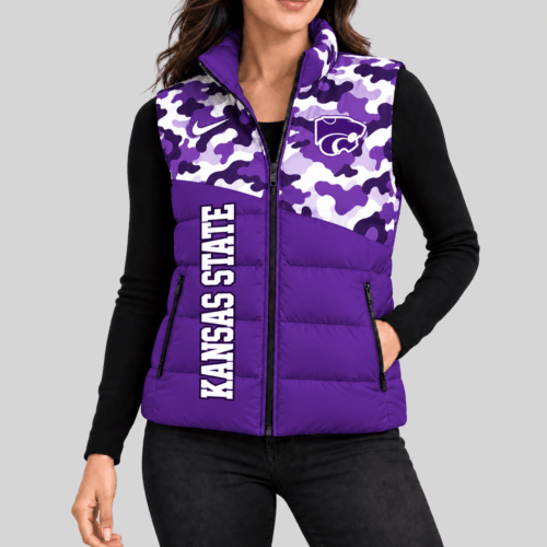 Kansas State Wildcats | NCAA Camo Panel Puffer Vest TD